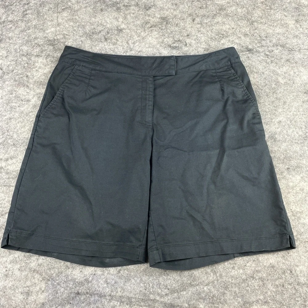 Nike‎ Dri-Fit Golf Shorts Women's 12 Black Swoosh Casual Chino Modest